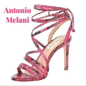 Antonio Melani Vaylyn Snake Print Leather Sandals Pink Size 6 NWOB